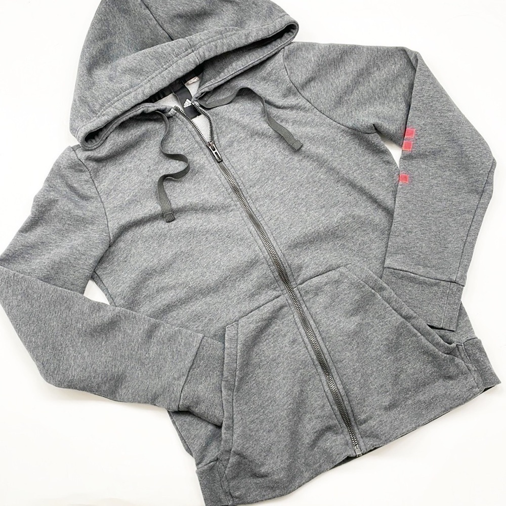 Adidas gray zip up jacket with hood